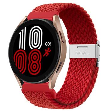 Imagem de Pulseira de nylon trançado para Samsung Galaxy Watch 3 de 45 mm e 46 mm para Huawei Watch GT 2/3/Pro 46 mm, pulseira elástica de relógio de 22 mm, pulseira esportiva de nylon elástica para Amazfit GTR 47 mm, vermelha