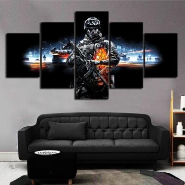 Imagem de Quadro Decorativos Battlefield com 5 peças 130x65 m04