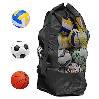 Imagem de bola malha com alça,bola futebol malha | armazenamento brinquedos ao ar livre para basquete, futebol, organizador ao ar livre, alça ombro ajustável Yahom