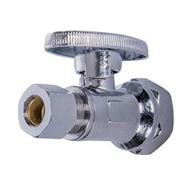 Imagem de Midline Valve 82112QS-OM Válvula de parada de fornecimento de água com roda de giro de quarto de roda; sem chumbo; design de uma peça; desligamento reto para vaso sanitário, pia, máquina de lavar louça; FIP de 1,27 cm x 3/8 polegadas; COMP; latão cromado