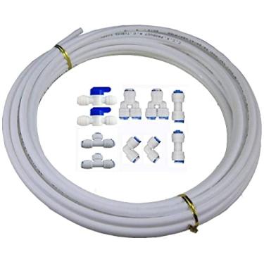 Imagem de Tubo de purificador de água de conexão rápida de 3/8" da Mattox para sistema de osmose reversa de água RO, pacote com 10 (válvula de esfera + Y + C + I + T tipo) + 5 metros (tubo de mangueira de tubo