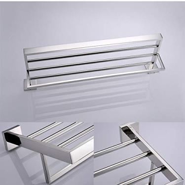 Imagem de Conjunto de ferragens de banheiro de parede de aço inoxidável conjunto de acessórios de banheiro quadrado cromado, prateleira de toalha de 50 cm, China