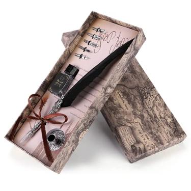 Imagem de Caneta Quill-Pen, caneta-tinteiro clássica retrô suave para escrever, para de dia dos namorados (preto retrô)