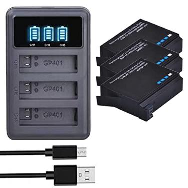 Imagem de 3 pacotes de bateria AHDBT-401 1680mAh + carregador USB LED 3 compartimentos para GoPro Hero 4 bateria Go Pro Hero4 AHBBP-401 acessórios de câmera de ação