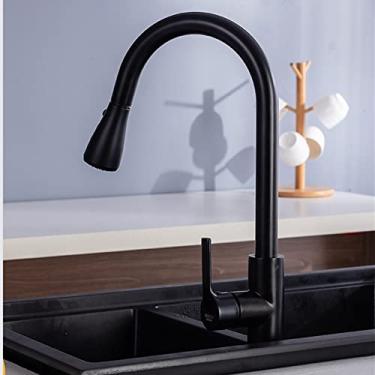 Imagem de Torneira de cozinha preta torneira de cozinha puxe para fora pia de cozinha misturador cabeça de pulverizador de corrente de níquel escovado cromado torneira de água de cozinha, cf04043LB preto, China