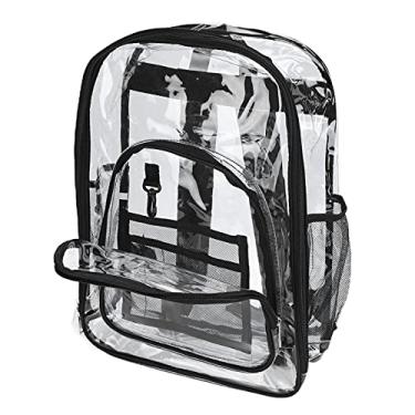 Imagem de Mochila transparente,mochila transparente ¨¤ prova d'¨¢gua saco de armazenamento em pvc resistente bolsa escolar estudante com al?as de refor?o para viagens ao ar livre local de trabalho universit,