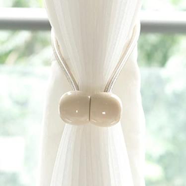 Imagem de Ganchos de cortina com fivela de sucção magnética Cortinas de encadernação Cortinas de malha à prova d'água Corda de chuveiro Clipe de cortina de corda, branco 1 peça