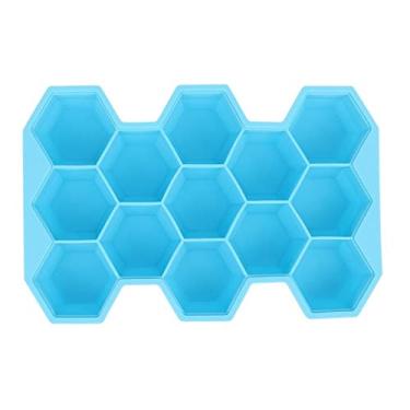 Imagem de Bandeja de cubo de gelo favo de mel bandeja de cubo de gelo 13 cubos molde de silicone para fazer cubos de gelo com tampas para festa de sorvete uísque coquetel bebida fria molde de cubo de gelo (cor: B, tamanho: 20x13,5cm)