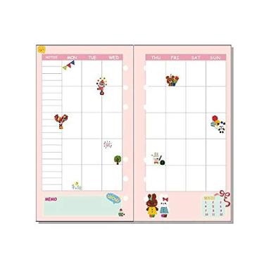 Imagem de Refil de papel forrado, fichário recarregável, agenda, cadernos, refil de papel, 6 furos inserções 40 folhas/80 páginas, A6 95 mm x 173 mm, plano mensal - A