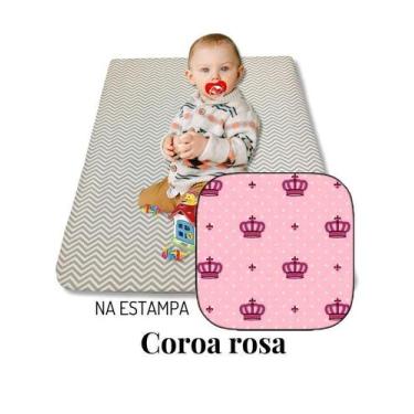 Imagem de Colchonete Colchão Infantil Para Bebê 90X60 Coroa Rosa - Gabriela Mart