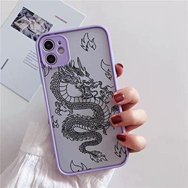 Imagem de Remazy Fashion Dragon Animal Pattern Phone Case para iPhone 13 12 11 Pro MAX X XS XR 8 7 6Plus Capa Dura Transparente Matte Bag, Estilo 1, Para iPhone XS Max