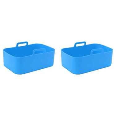 Imagem de Cesta de Silicone para Fritadeira, Forro de Silicone para Fritadeira Altamente Resistente Ao Calor, Menos óLeo Antiaderente Com Escova para AcessóRios de Cozinha (Azul)