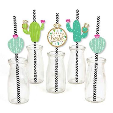 Imagem de Big Dot of Happiness Final Fiesta - Decoração de palha de papel - Canudos decorativos listrados para festa de despedida de solteira Last Fiesta - Conjunto com 24