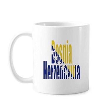 Imagem de Caneca com nome da bandeira da Bósnia e Herzegovina cerâmica xícara de porcelana de café louça