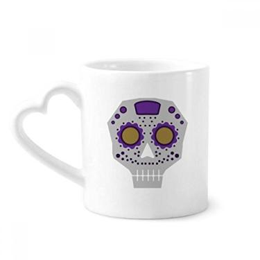 Imagem de Caneca em forma de flor com olhos roxos caveira cultura ilustração caneca café cerâmica copo de coração de vidro