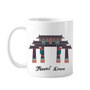 Imagem de Visitando arco memorial na Coreia do Sul Caneca Cerâmica Xícara de Porcelana Café Cerâmica Talheres