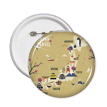 Imagem de Broche de mapa de viagem japonês local com emblema de botão, 5 peças