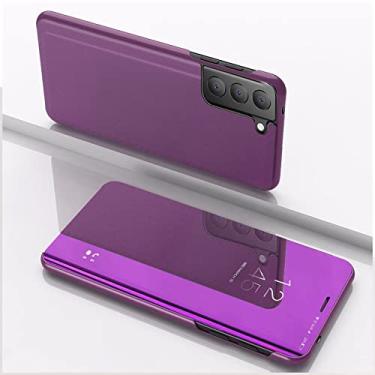 Imagem de Para Samsung Galaxy S22 Ultra 5G Capa Magnética Flip Espelho Couro Clear View Capa Traseira Para Samsung S 22 Ultra S22 Plus Case, Roxo, Para Galaxy S22 Ultra