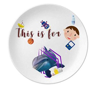 Imagem de Prato de porcelana Dolphins Break Through Circles Prato de jantar redondo masculino