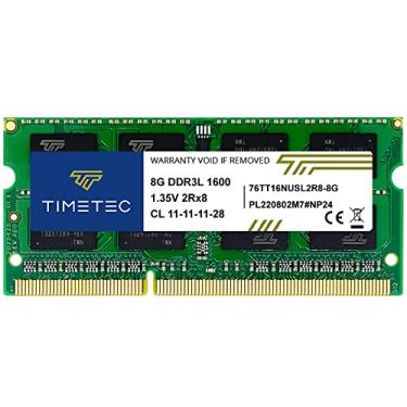 Imagem de Timetec 8GB DDR3L/DDR3 1600MHz (DDR3L-1600) PC3L-12800 / PC3-12800(PC3L-12800S) Non-ECC Unbuffer 1,35V/1,5V CL11 2Rx8 Dual Rank 204 Pin SODIMM Laptop Notebook PC Memória RAM Módulo Upgrade