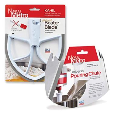 Imagem de Lâmina batedor original para batedeira de 5,7 litros e conjunto universal de calha de derramamento, feito nos EUA