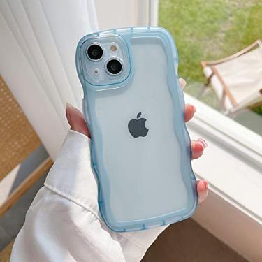 Imagem de para iPhone 14 13 12 11 Pro Max Mini XS SE 3 7 8 Plus Estojo Bonito Transparente Curly Wave Híbrido Bumper Cover Soft, Blue, for iPhone XS X