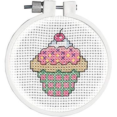 Imagem de Janlynn Kit de ponto de cruz redondo para cupcakes de 11 pontos, 7,6 cm