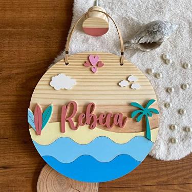 Imagem de Porta Maternidade - Flâmula Praia Prancha de Surf