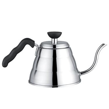 Imagem de OKJHFD 1L Bule de Café de Aço Inoxidável Preciso Requintado Bico em forma de pescoço de ganso Café e Chá Chaleira de Gotejamento Manual para Home Office (Prata)