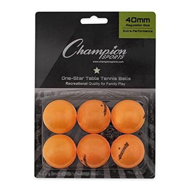 Imagem de Champion Sports Pacote de bolas de tênis de mesa 1 estrela - Bolas de pingue-pongue laranja, conjunto de 6, com design sem costura de 40 mm - Equipamento de tênis de mesa recreativo, acessórios