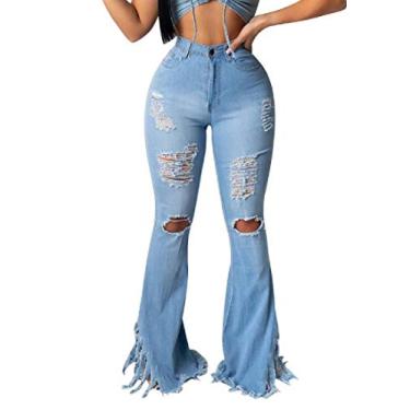 calça comprida jeans cintura alta