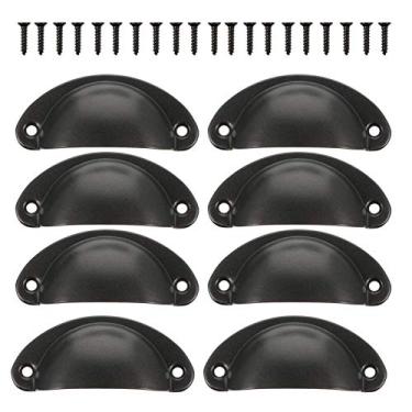 Imagem de Doitool – Puxadores decorativos para móveis, 12 peças, em formato de concha, estilo vintage, puxadores de ferro antigo, puxadores de substituição para guarda-roupa, armário, cômoda, preto