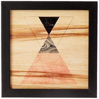 Imagem de Arte Maníacos Quadro Decorativo em Madeira Geométrico Triângulos Pirâmide - 20x20cm (Moldura caixa em laca preta)