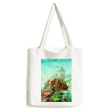 Imagem de Lionfish Bolsa de lona com organismo marítimo e oceano, bolsa de compras casual