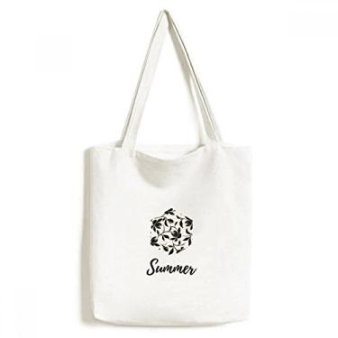 Imagem de Sacola de lona com desenho de videira de flores, bolsa de compras casual