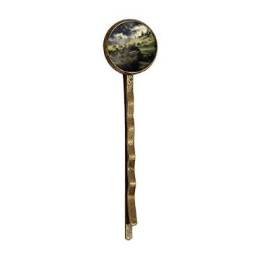 Imagem de Village Fog Hill Paisagem Floresta Retro Metal Hair Bobby Pin Headwear
