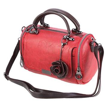Imagem de Bolsa de ombro portátil para travesseiro de uso Barrel bolsa de mão feminina (vermelha), Vermelho, 26.5 x 13.5 x 17 cm