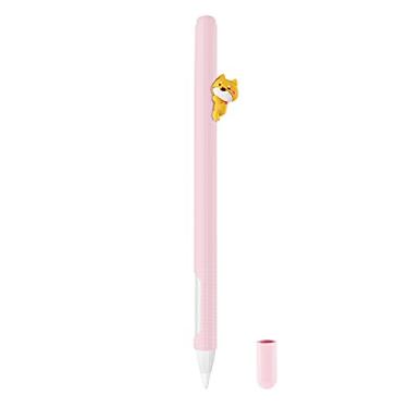Imagem de Antetek Capa protetora compatível com Apple Pencil 2ª geração, capa de caneta de toque macio de silicone, leve, antiderrapante, à prova de choque, capa Stylus (cão - rosa)
