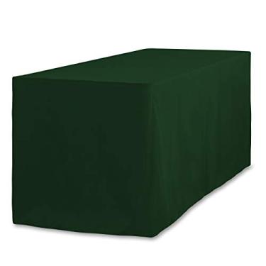 Imagem de LinenTablecloth 2,4 m Toalha de mesa de poliéster ajustada verde caçador