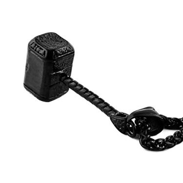 Imagem de HZMAN Colar de aço inoxidável Thor Hammer para homens e mulheres com pingente de martelo 55 cm + corrente de 5 cm, 1.7 x 0.7 inches (pendant), 24 inches (chain), Aço inoxidável