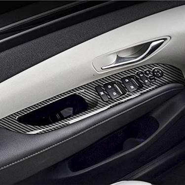 Imagem de GZBFTDH Apto para Hyundai Tucson Painel de acabamento de controle de janela de porta fibra de carbono, acessórios de carro moldura de interruptor de elevação de vidro 2022 2023 2024