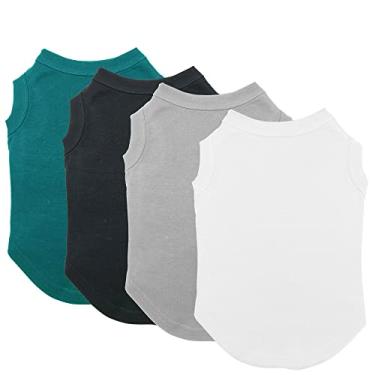 Imagem de Camisetas para cães Roupas, roupas para cachorro da Chol&Vivi Camiseta colete macia e fina, 4 peças camisetas brancas roupas camisa simples para extra pequeno médio grande extra grande cachorro filhote, camisetas para cães, tamanho grande, grupo 2