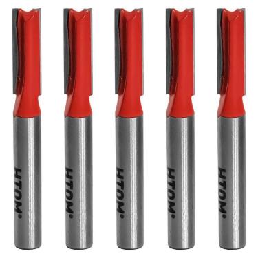 Imagem de Kit 5 Fresa Reta 1/4 Haste 1/4 Corte Duplo Metal Duro Tupia