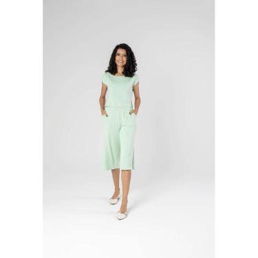 Imagem de Conjunto Blusa Cropped + Calça  Pantacourt Com Fenda Lateral