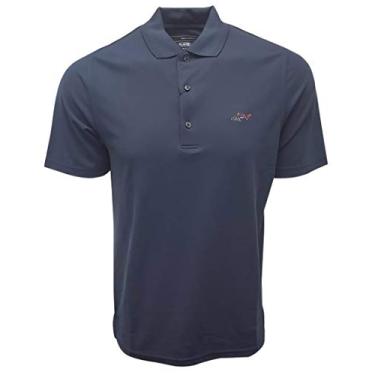 Imagem de Camisa polo masculina Greg Norman de desempenho técnico poliéster Play Dry (GG, azul marinho)
