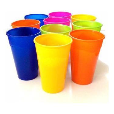 Imagem de Kit De Copos Plásticos Coloridos Duro Resistente Grande 25Pç - Rsd