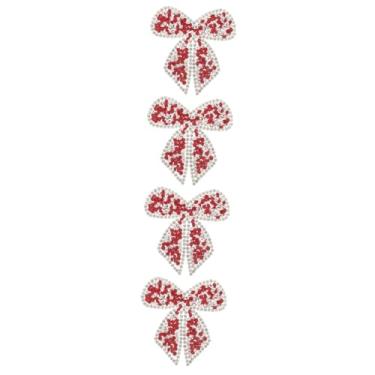 Imagem de Operitacx 4 Pcs Adesivo de pano de fundo cola quente lacinho de strass remendos de strass vestir vestido vermelho remendos de roupas remendos de reparação de roupas bordado gravata borboleta