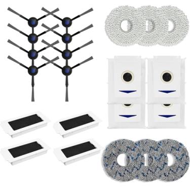 Imagem de NUHFUFA 22 peças de acessórios de aspirador de pó robô para ECOVACS T30 PRO/T30 MAX, 8 escovas laterais/4 filtros/4 x saco de pó/6 almofadas