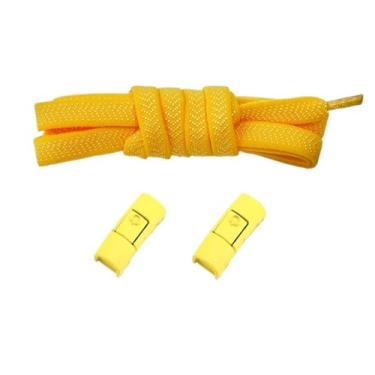 Imagem de No Tie Shoelaces Elastic Men And Women Casual Shoes Lazy Shoe Laces Colorful Press Metal Lock Flats Shoelace Accessories (Color : Yellow)