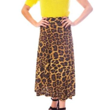 Imagem de Saia Moda Vício Mídi Godê Onça Feminino-Feminino
